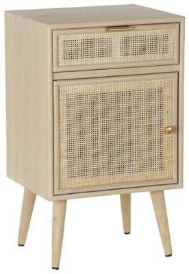 Product photograph of Riley Natural And Rattan 1 Door 1 Drawer Bedside Table - 42 2 X 37cm from Choice Furniture Superstore