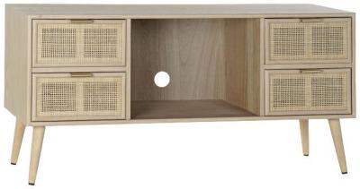 Product photograph of Riley Natural Wood And Rattan Rack 120cm Tv Cabinet from Choice Furniture Superstore