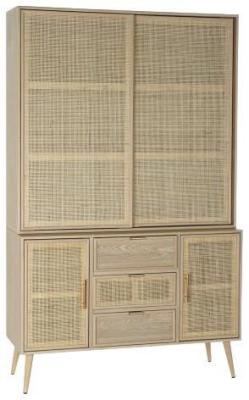 Product photograph of Riley Wood And Rattan Showcase from Choice Furniture Superstore