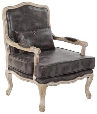 Product photograph of Ludwick Brown Natural Leather Armchair from Choice Furniture Superstore