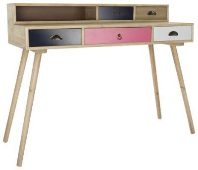 Product photograph of Fusion Multi Coloured Wood 5 Drawer Writing Desk from Choice Furniture Superstore