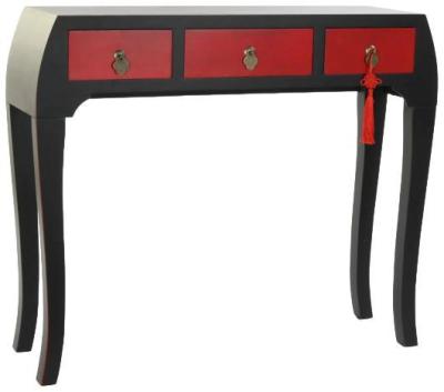 Product photograph of Fusion Red And Black 3 Drawer Console Table from Choice Furniture Superstore