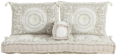 Product photograph of Beige Fabric 2 Seater Floor Cushion from Choice Furniture Superstore