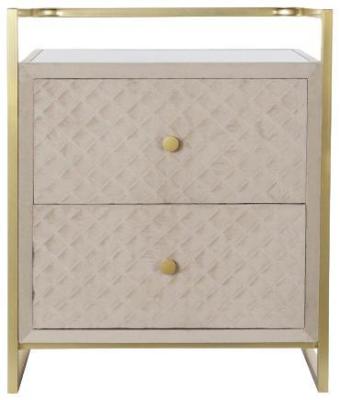 Glam Beige Fabric Side Table