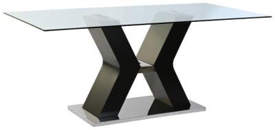 Modern Black Tempered Glass 6 Seater Dining Table