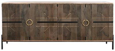 Natural Mango Wood 180cm Large 4 Door Sideboard