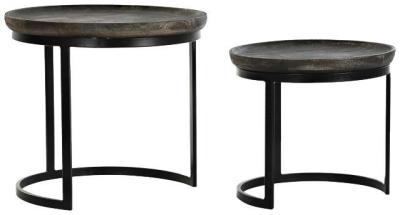 Loft Black And Brown Wood Side Table Set Of 2