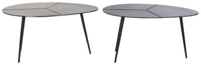 Modern Black And Golden Metal Side Table Set Of 2