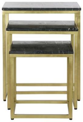 Glam Black Marble Top Side Table Set Of 3