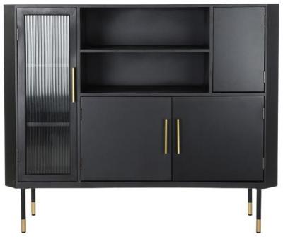 Black 120cm Small 4 Door Sideboard