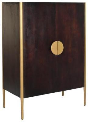 Brown And Golden 80cm Small 2 Door Sideboard