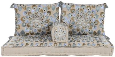 Product photograph of Blue And Beige Fabric 2 Seater Floor Cushion from Choice Furniture Superstore