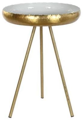 Blue And Gold Metal Round Side Table