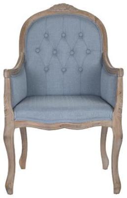 Traditional Blue And Natural Fabric Armchair