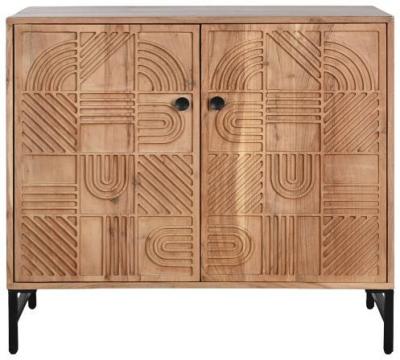 Brown Acacia Wood Small 2 Door Sideboard