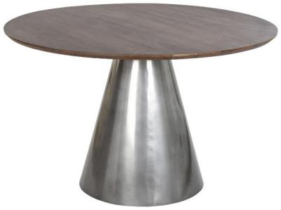 Modern Mango Wood And Steel 4 Seater Round Dining Table