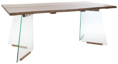 Scandi Brown Transparent Glass 6 Seater Dining Table