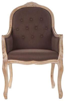 Dark Brown And Natural Fabric Armchair