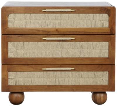 Modern Dark Brown Rattan 3 Drawer Small Chest