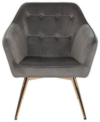 Dark Grey And Golden Fabric Armchair