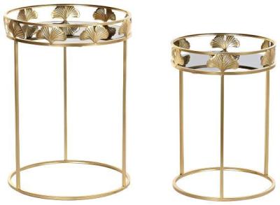 Tropical Golden Metal Side Table Set Of 2