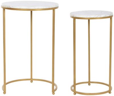 Glam Golden Metal Side Table Set Of 2