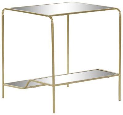 Glam Golden And Mirrored Top Side Table