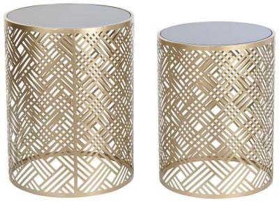 Glam Golden And Black Metal Side Table Set Of 2