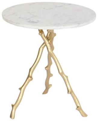 Golden And White Marble Side Table