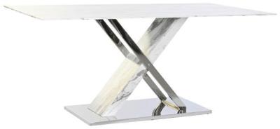 Product photograph of Modern Grey Faux Marble And Glass 6 Seater Dining Table from Choice Furniture Superstore