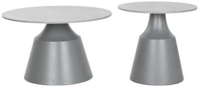 Modern Grey Ceramic Side Table Set Of 2