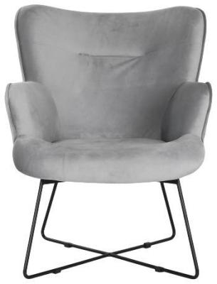 Grey Velvet Fabric Armchair