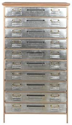 Loft Grey Metal Multi Drawer Chest