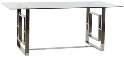 Modern Steel And Glass 6 Seater Dining Table