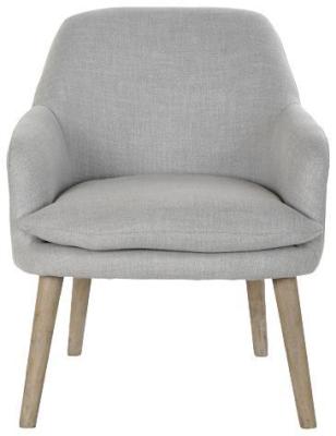 Traditional Light Grey And Natural Fabric Armchair