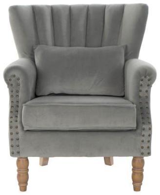 Traditional Grey Fabric Armchair