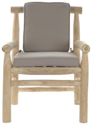 Balinese Light Grey And Natural Wood Armchair