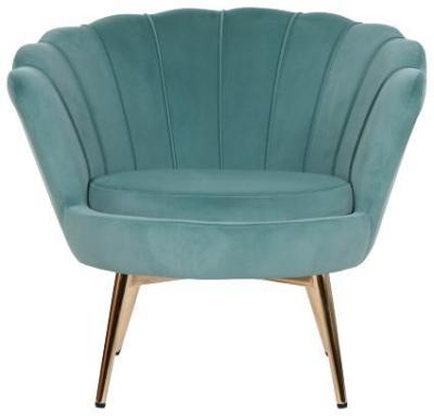 Mint Green And Golden Fabric Armchair