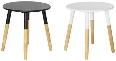 Scandi Multi Coloured Wood Side Table Set Of 2