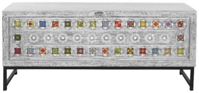 Product photograph of Indian Multi Coloured Wood Trunk from Choice Furniture Superstore