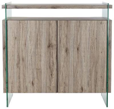 Natural Tempered Glass 120cm Small 2 Door Sideboard