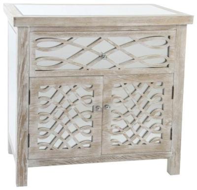 Romantic Natural Mirrored 80cm Small 2 Door Sideboard