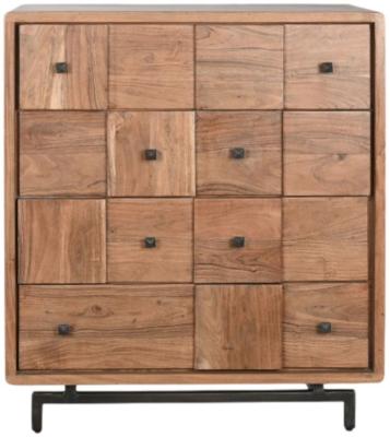 Modern Acacia Wood Multi Drawer Chest