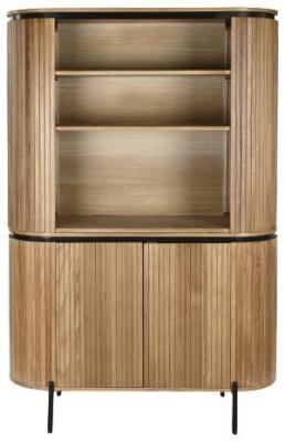 Product photograph of Natural Wood Fluted 2 Door Cabinet from Choice Furniture Superstore