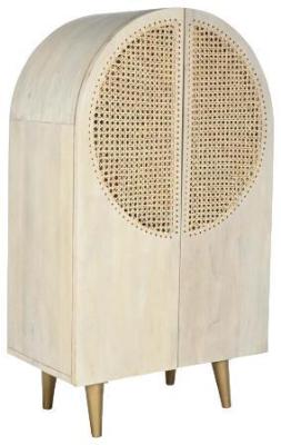 Product photograph of Natural Mango Wood And Rattan 2 Door Cabinet from Choice Furniture Superstore