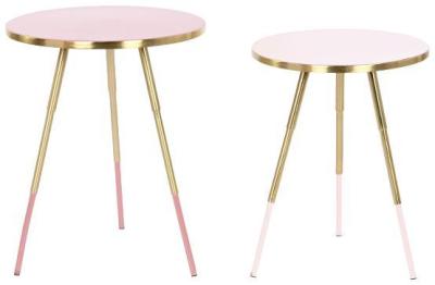 Pink And Golden Side Table Set Of 2