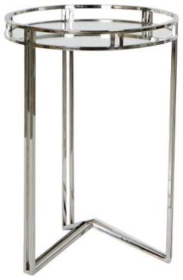 Modern Silver Mirrored Top Side Table