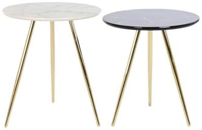 Modern White And Black Ceramic Side Table Set Of 2