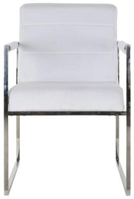 Modern White Fabric And Steel Frame Armchair