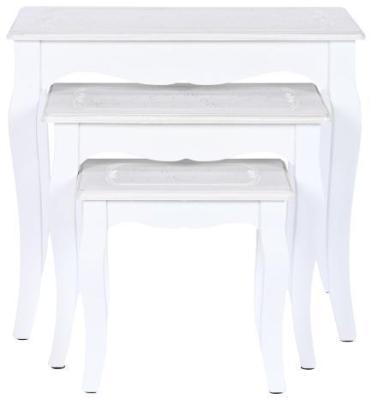 Romantic White Wood Side Table Set Of 3